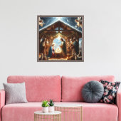 Traditionele kerststal canvas afdruk (Insitu (Woonkamer))
