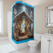 Traditionele kerststal douchegordijn (In situ)