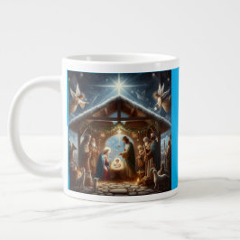 Traditionele kerststal grote koffiekop