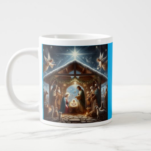Traditionele kerststal grote koffiekop (Links)