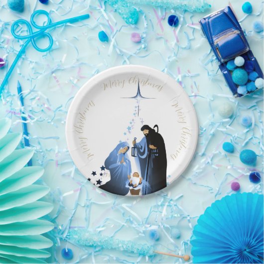 Traditionele kerststal Kerstgroeten Papieren Bordje (Feest)