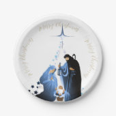 Traditionele kerststal Kerstgroeten Papieren Bordje (Voorkant)