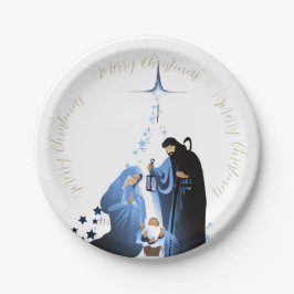 Traditionele kerststal Kerstgroeten Papieren Bordje
