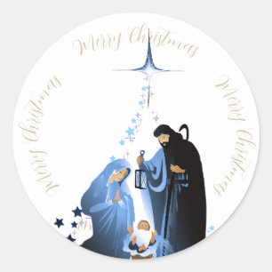 Traditionele kerststal Kerstgroeten Ronde Sticker