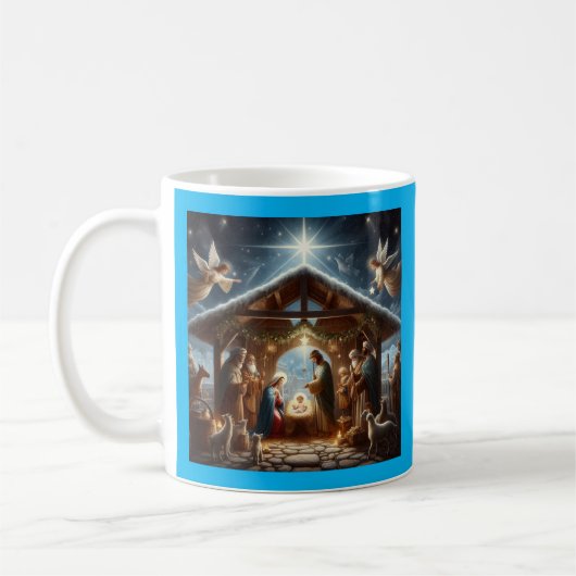 Traditionele kerststal koffiemok (Links)