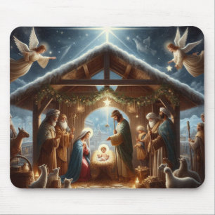 Traditionele kerststal muismat