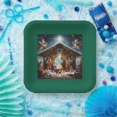 Traditionele kerststal papieren bordje (Feest)