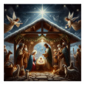 Traditionele kerststal perfect poster (Voorkant)