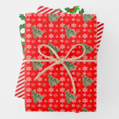 Traditionele kerststijl 3 set inpakpapier vel (In situ)