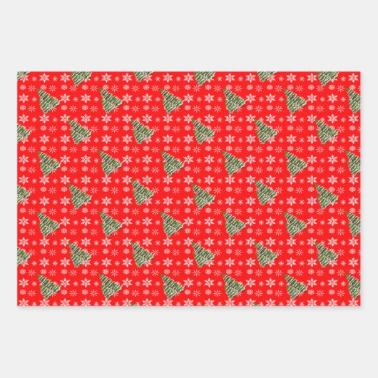 Traditionele kerststijl 3 set inpakpapier vel (Voorkant)