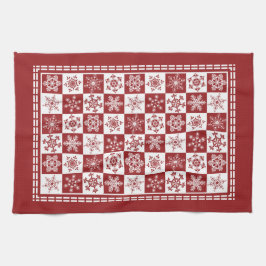 Traditionele kerstvakantie rode sneeuwvlokken theedoek