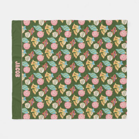 Traditionele kerstversieringen nostalgisch Voeg na Fleece Deken (Voorkant (Horizontaal))