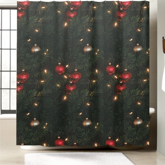 Traditionele kerstversieringen Pine Tree Holiday Douchegordijn