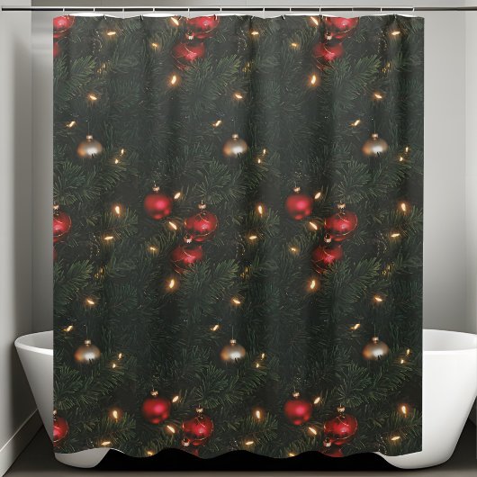 Traditionele kerstversieringen Pine Tree Holiday Douchegordijn