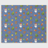 Traditionele kerstviering | Blauw Cadeaupapier (Vlak)