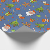 Traditionele kerstviering | Blauw Cadeaupapier (Hoek)