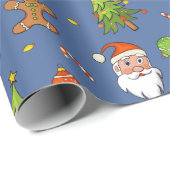 Traditionele kerstviering | Blauw Cadeaupapier (Rol Hoek)