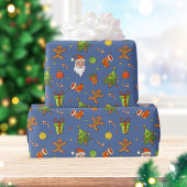 Traditionele kerstviering | Blauw Cadeaupapier