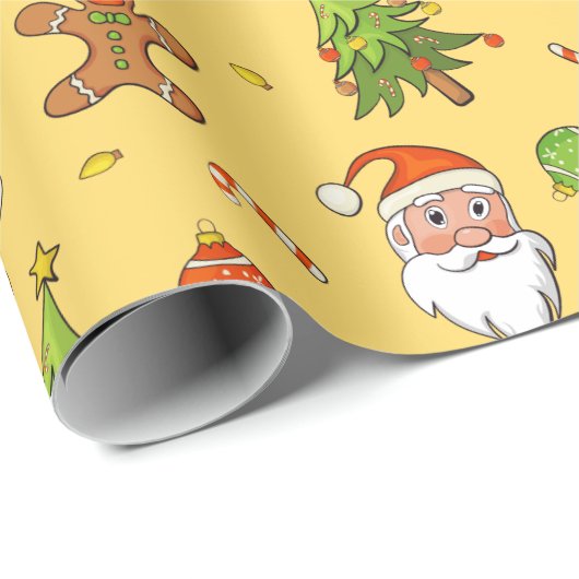 Traditionele kerstviering | Geel Cadeaupapier (Rol Hoek)