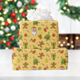 Traditionele kerstviering | Geel Cadeaupapier