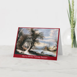 Traditionele kerstwinterlandschap Nieuwjaar groet Feestdagen Kaart