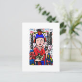 Traditionele Kimono Okinawa Digital Art Japan Briefkaart (Staand voorkant)