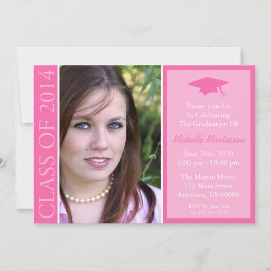 Traditionele klasse van Afstuderen 2014 (roze) Kaart (Voorkant)