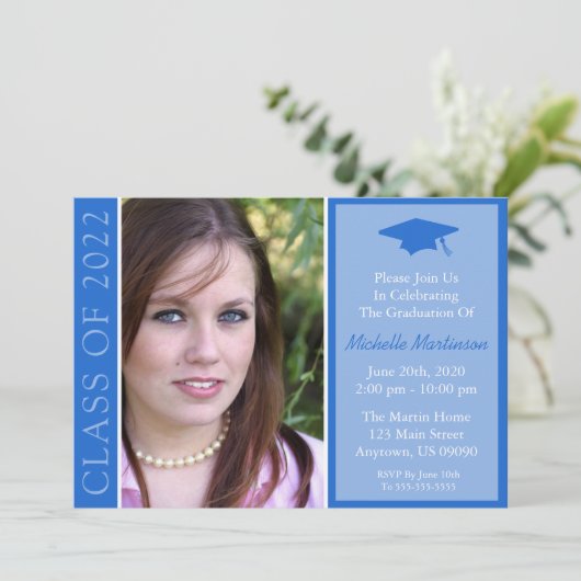 Traditionele klasse van Afstuderen 2022 (blauw) Kaart (Staand voorkant)