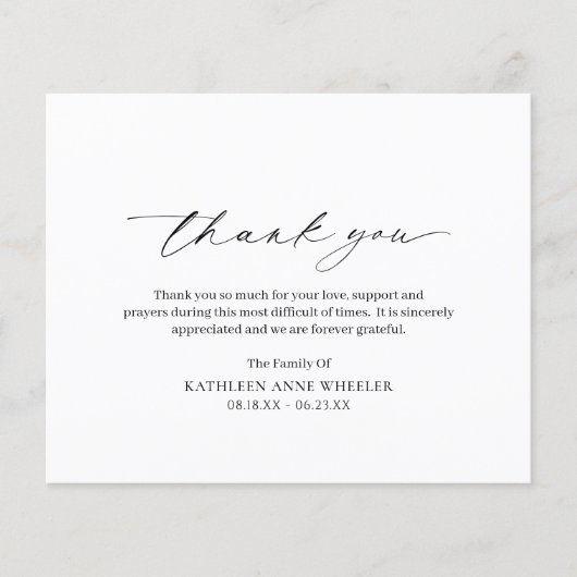 Traditionele klassieke budget begrafenis bedankkaa (Voorkant)