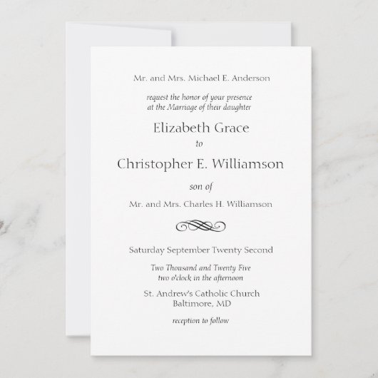 Traditionele klassieke formele minimalistische bru kaart (Voorkant)