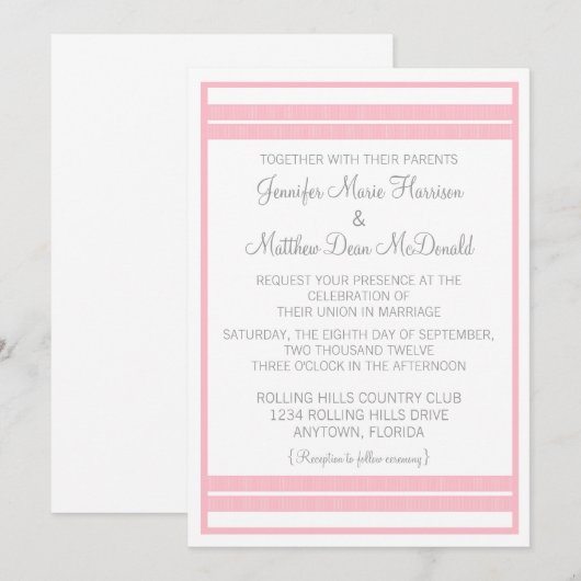 Traditionele klassieke huwelijksuitnodiging met St Kaart (Voorkant / Achterkant)