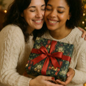 Traditionele Klassieke Kerst Rode strik & Gouden B Cadeaupapier