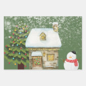 Traditionele klassieke kerstman in de sneeuwperiod inpakpapier vel (Voorkant 2)