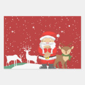 Traditionele klassieke kerstman in de sneeuwperiod inpakpapier vel (Voorkant)