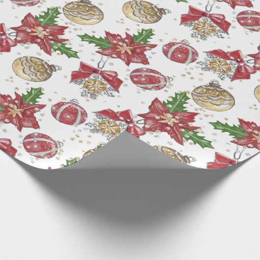 Traditionele/klassieke kerstversieringen cadeaupapier (Hoek)