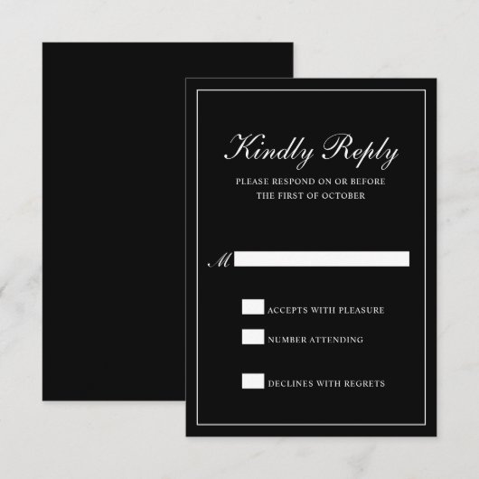 Traditionele klassieke klassieke vorm van elegante RSVP kaartje (Voorkant / Achterkant)