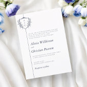 Traditionele klassieke marine crest bruiloft kaart