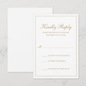 Traditionele klassieke officiële legante goudbruil RSVP kaartje (Voorkant / Achterkant)