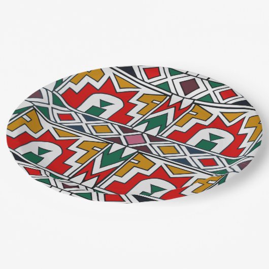 Traditionele kleurrijke Afrikaanse stam inheemse k Papieren Bordje (Gekanteld)