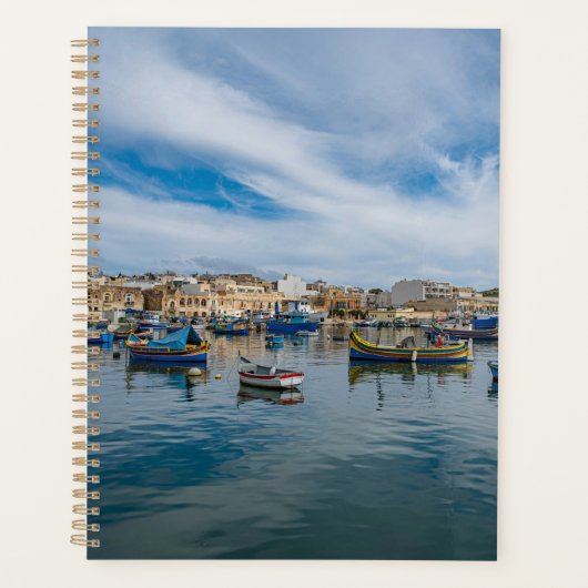Traditionele kleurrijke vissersboten in de haven planner (Voorkant)