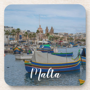 Traditionele kleurrijke vissersboten op Malta Bier Onderzetter
