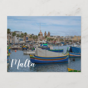 Traditionele kleurrijke vissersboten op Malta Briefkaart