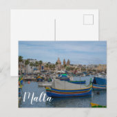 Traditionele kleurrijke vissersboten op Malta Briefkaart (Voorkant / Achterkant)