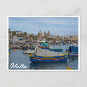 Traditionele kleurrijke vissersboten op Malta Briefkaart