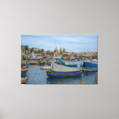 Traditionele kleurrijke vissersboten op Malta Canvas Afdruk (Voorkant)