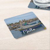 Traditionele kleurrijke vissersboten op Malta Kartonnen Onderzetters (Schuin)