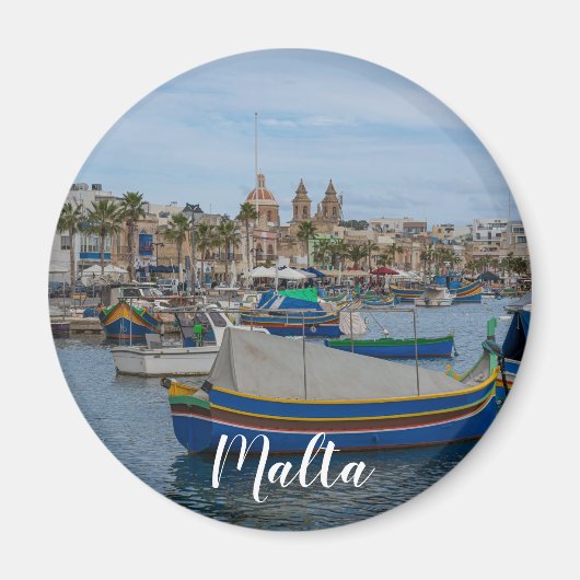 Traditionele kleurrijke vissersboten op Malta Magneet (Voorkant)