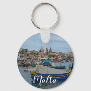 Traditionele kleurrijke vissersboten op Malta Sleutelhanger