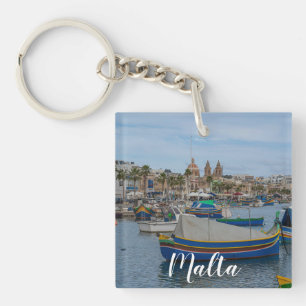 Traditionele kleurrijke vissersboten op Malta Sleutelhanger