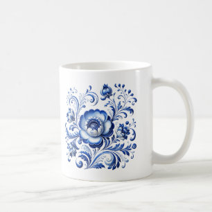 Traditionele kobalt porselein volks kunst vogel de koffiemok